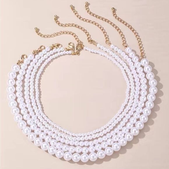 Pearl Tone Beaded Necklaces Women's Fashion Jewelry - Picture 2 of 10